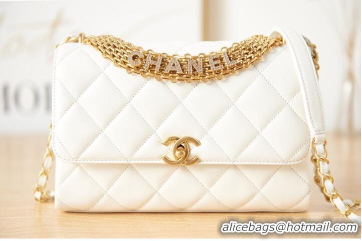 Pretty Style Chanel lambskin Shoulder Bag AS3241 white