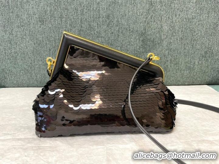 Good Product Fendi First Small sequinned bag 8BP129 black