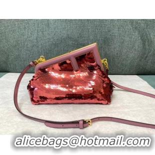 Super Quality Fendi First Small sequinned bag 8BP129 red