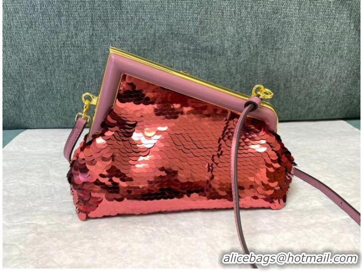 Super Quality Fendi First Small sequinned bag 8BP129 red