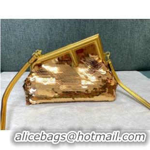 Promotional Fendi First Small sequinned bag 8BP129 gold