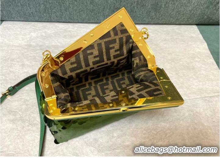 Top Quality Fendi First Small sequinned bag 8BP129 green