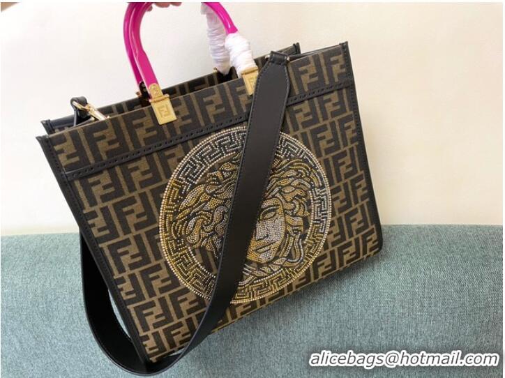 Reasonable Price FENDI LARGE embroidery bag 8BH386AB brown