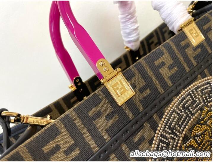 Reasonable Price FENDI LARGE embroidery bag 8BH386AB brown