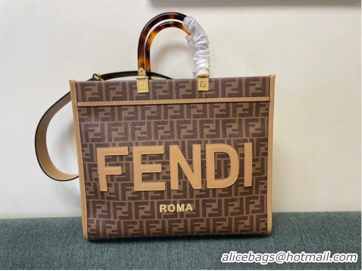 Good Product Fendi Sunshine Medium brown leather shopper 8BH386