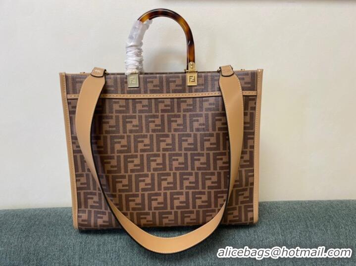 Good Product Fendi Sunshine Medium brown leather shopper 8BH386