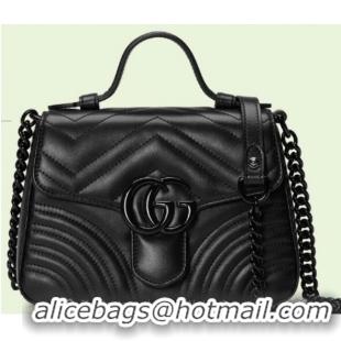 Super Quality Gucci GG Marmont mini top handle bag 702563 black