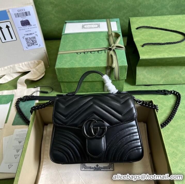 Super Quality Gucci GG Marmont mini top handle bag 702563 black