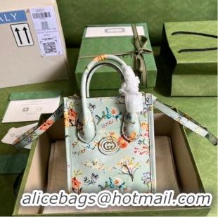 Shop Top Quality Gucci Mini tote bag with Interlocking G 671623 light blue