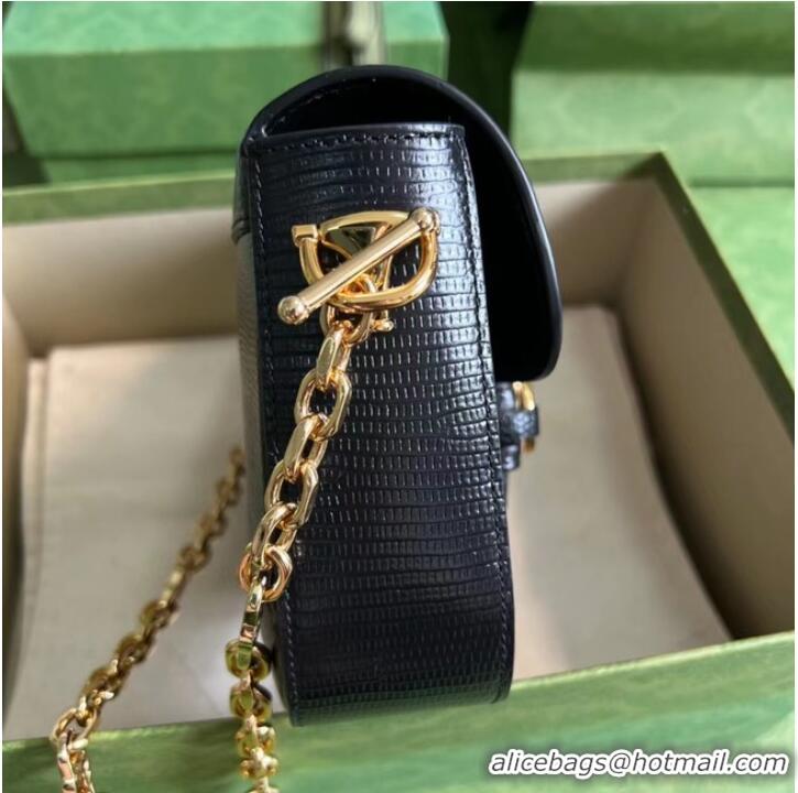 Promotional Gucci Horsebit 1955 lizard mini bag 675801 black