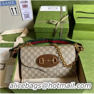 Affordable Price Gucci canvas Horsebit 1955 small bag 677286 brown