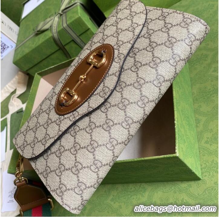 Affordable Price Gucci canvas Horsebit 1955 small bag 677286 brown