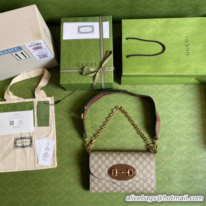 Affordable Price Gucci canvas Horsebit 1955 small bag 677286 brown