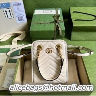 Top Quality Gucci GG Marmont matelassé mini bag 696123 White