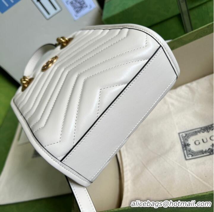 Top Quality Gucci GG Marmont matelassé mini bag 696123 White