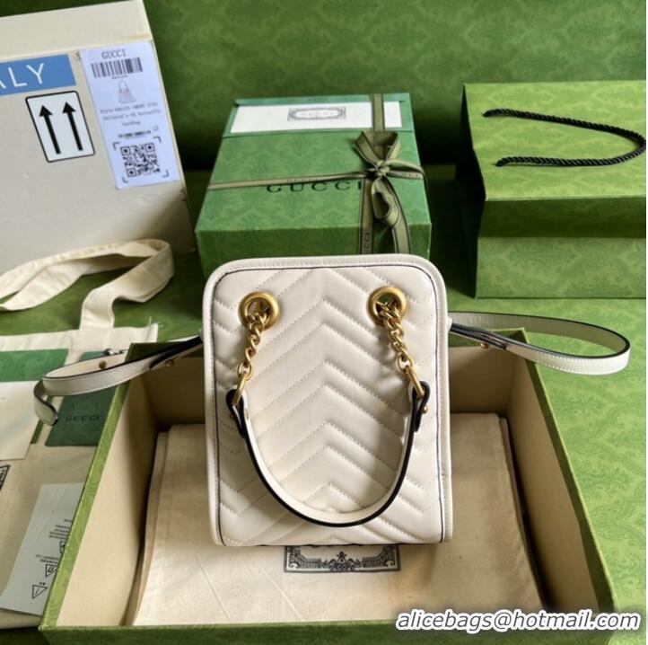 Top Quality Gucci GG Marmont matelassé mini bag 696123 White