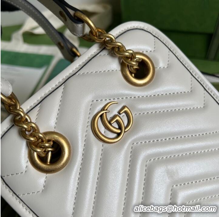 Top Quality Gucci GG Marmont matelassé mini bag 696123 White