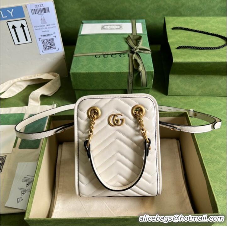 Top Quality Gucci GG Marmont matelassé mini bag 696123 White