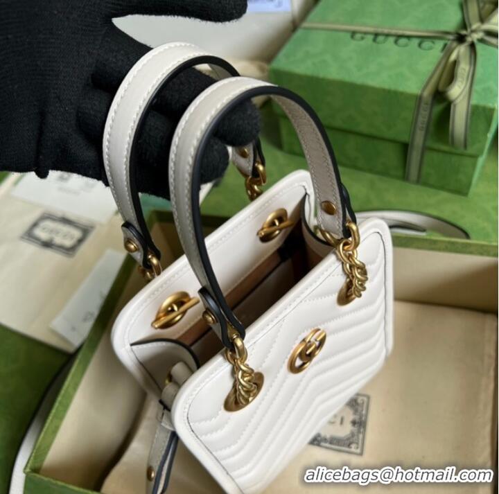 Top Quality Gucci GG Marmont matelassé mini bag 696123 White