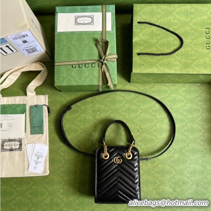 Reasonable Price Gucci GG Marmont matelasse mini bag 696123 black