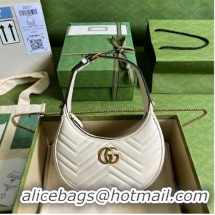 Most Popular Gucci GG Marmont half-moon-shaped mini bag 699514 white