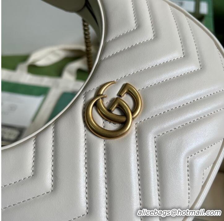 Most Popular Gucci GG Marmont half-moon-shaped mini bag 699514 white