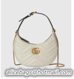 Most Popular Gucci GG Marmont half-moon-shaped mini bag 699514 white