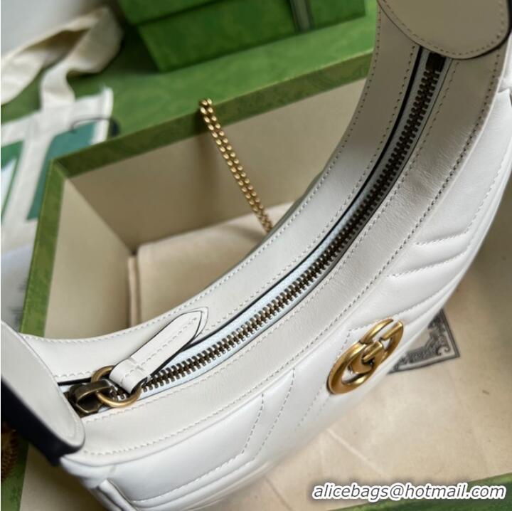 Most Popular Gucci GG Marmont half-moon-shaped mini bag 699514 white