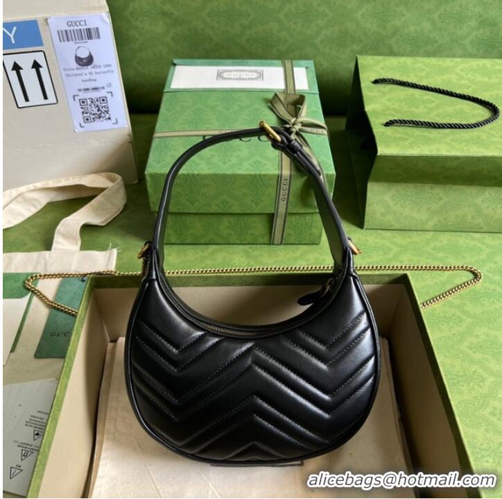 Grade Quality Gucci GG Marmont half-moon-shaped mini bag 699514 Black