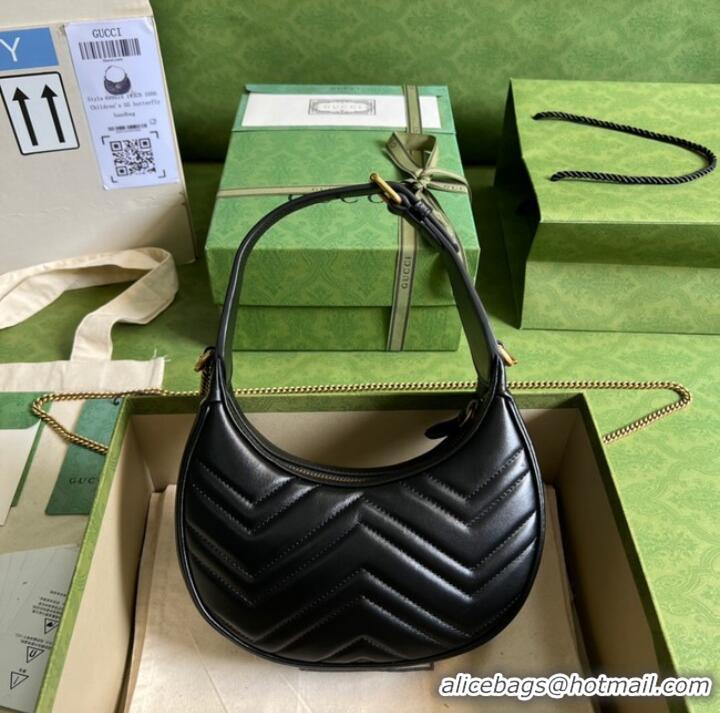 Grade Quality Gucci GG Marmont half-moon-shaped mini bag 699514 Black