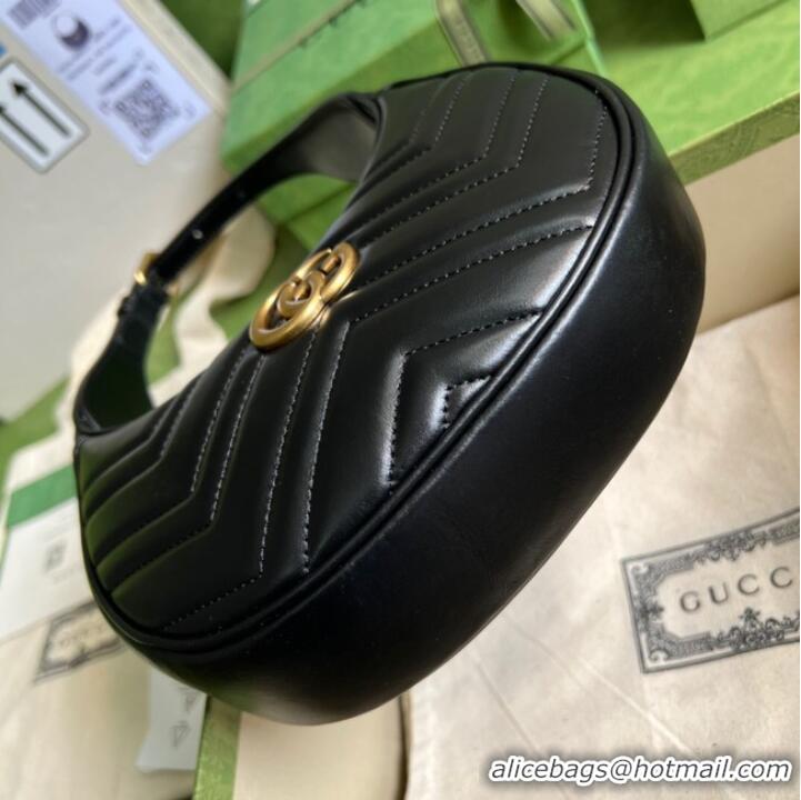 Grade Quality Gucci GG Marmont half-moon-shaped mini bag 699514 Black