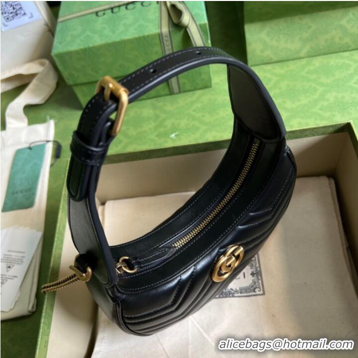 Grade Quality Gucci GG Marmont half-moon-shaped mini bag 699514 Black