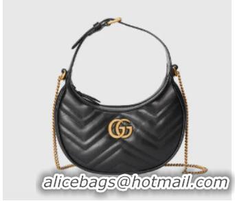 Grade Quality Gucci GG Marmont half-moon-shaped mini bag 699514 Black