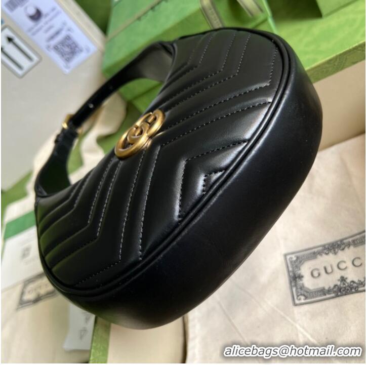 Grade Quality Gucci GG Marmont half-moon-shaped mini bag 699514 Black