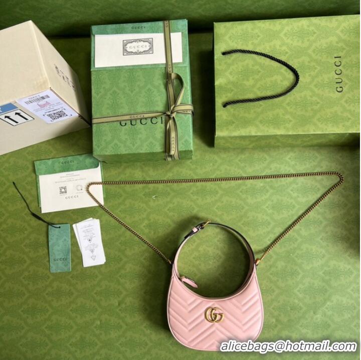 Super Quality Gucci GG Marmont half-moon-shaped mini bag 699514 pink