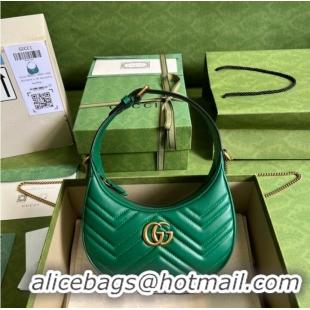 Shop Promotional Gucci GG Marmont half-moon-shaped mini bag 699514 green