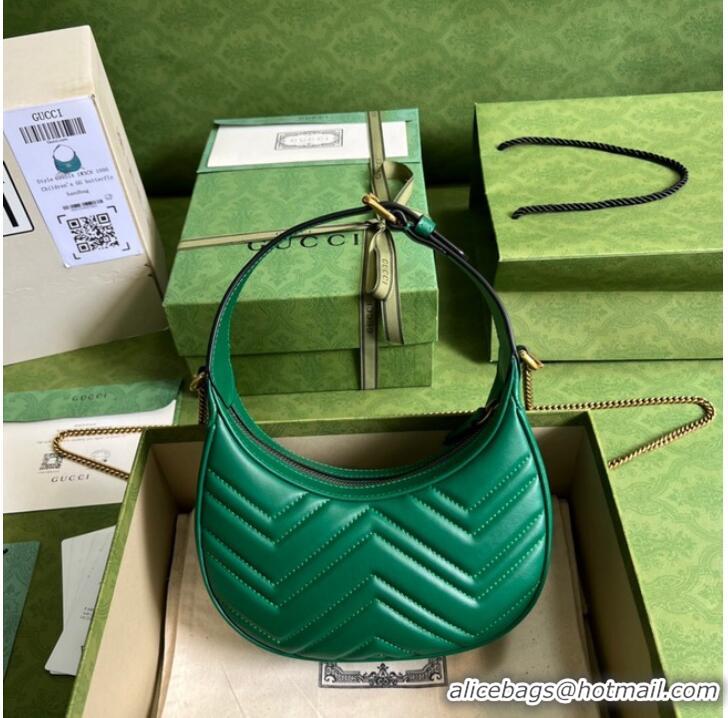 Shop Promotional Gucci GG Marmont half-moon-shaped mini bag 699514 green