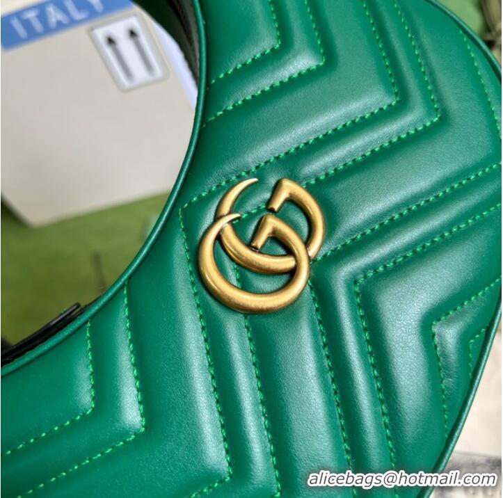 Shop Promotional Gucci GG Marmont half-moon-shaped mini bag 699514 green