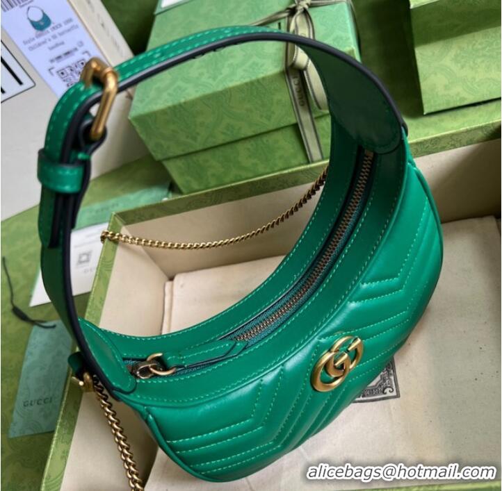 Shop Promotional Gucci GG Marmont half-moon-shaped mini bag 699514 green