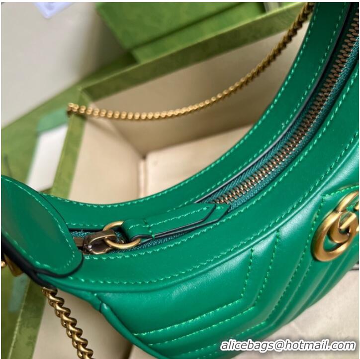 Shop Promotional Gucci GG Marmont half-moon-shaped mini bag 699514 green