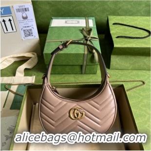 Cheapest Gucci GG Marmont half-moon-shaped mini bag 699514 dark pink