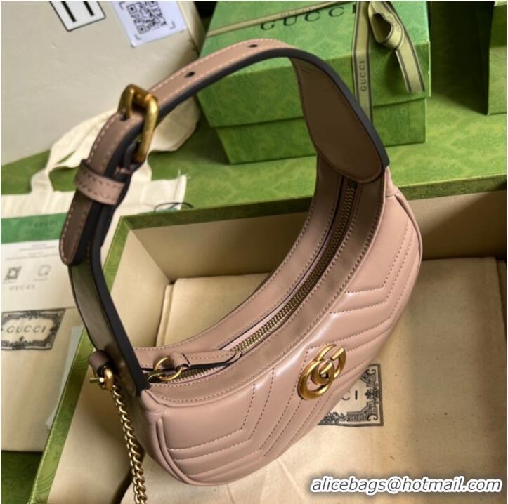 Cheapest Gucci GG Marmont half-moon-shaped mini bag 699514 dark pink