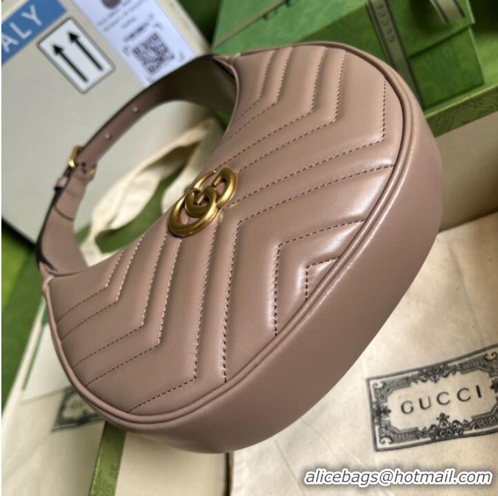 Cheapest Gucci GG Marmont half-moon-shaped mini bag 699514 dark pink