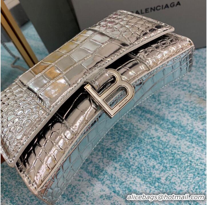 Original Cheap Balenciaga HOURGLASS Wallet With Chain Crocodile Embossed B656050