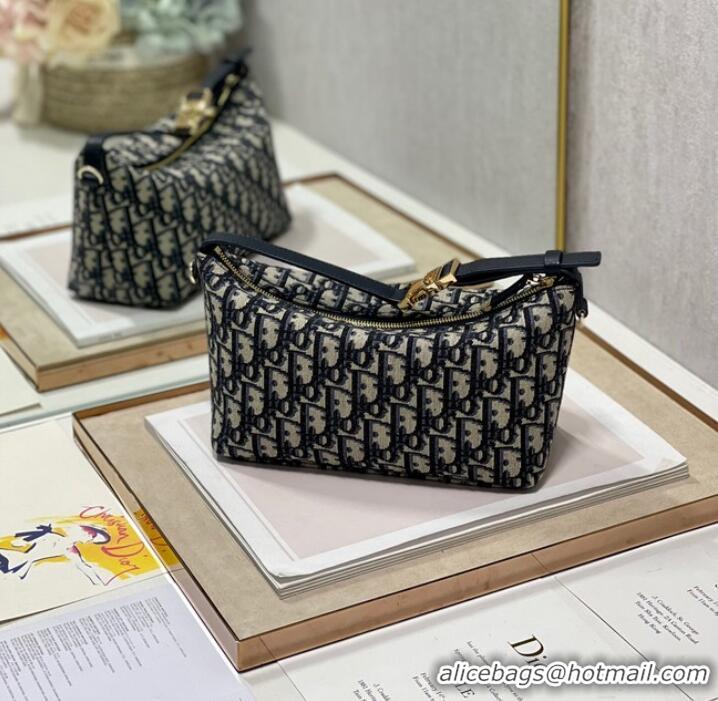 Famous Brand DIOR SMALL BOBBY BAG Embroidery S5554 dark blue