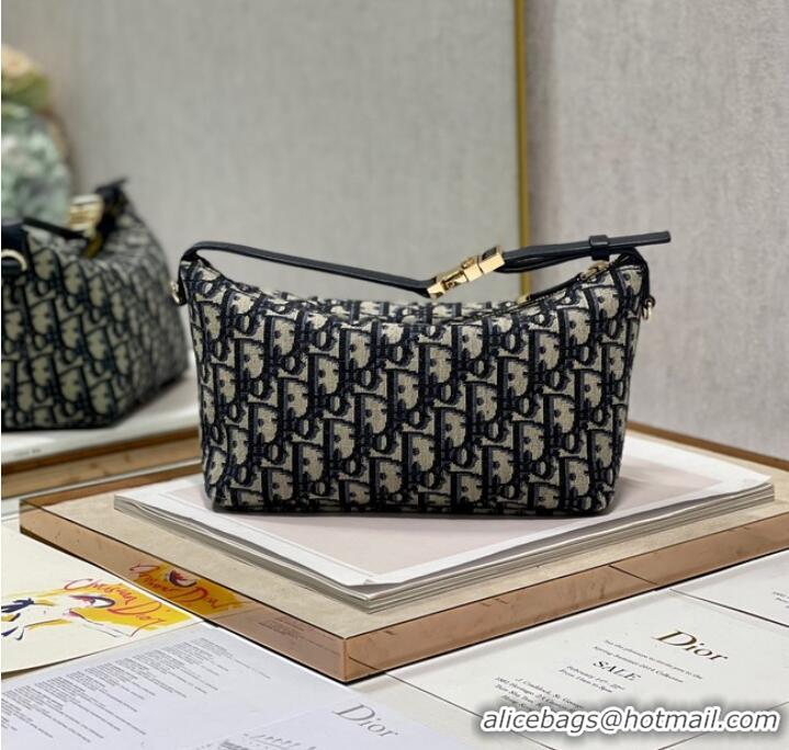 Famous Brand DIOR SMALL BOBBY BAG Embroidery S5554 dark blue