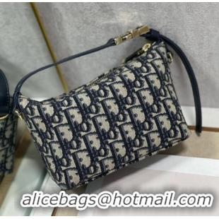 Top Grade DIOR SMALL Shoulder Bag Embroidery S5553 dark blue