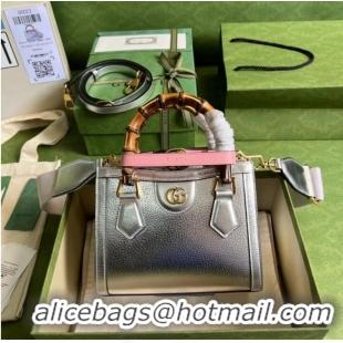 Famous Brand Gucci Diana mini tote bag 702732 Silver