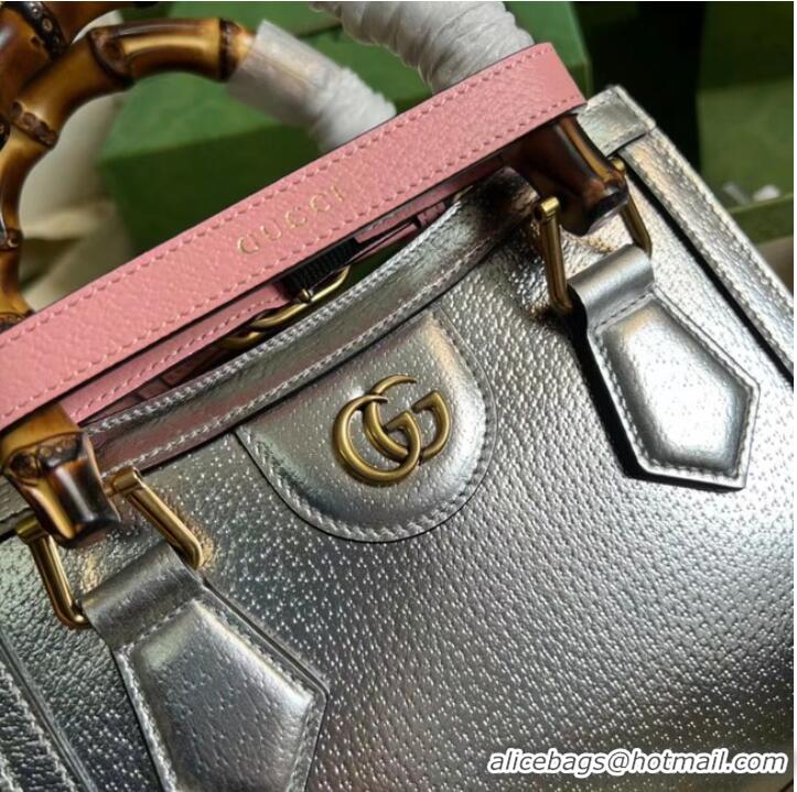 Famous Brand Gucci Diana mini tote bag 702732 Silver