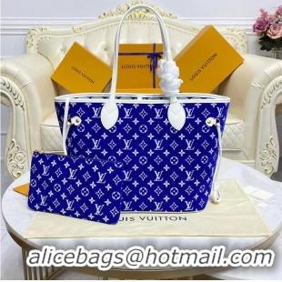 Reasonable Price Louis Vuitton Original Leather Monogram Canvas Neverfull MM M46220 Blue